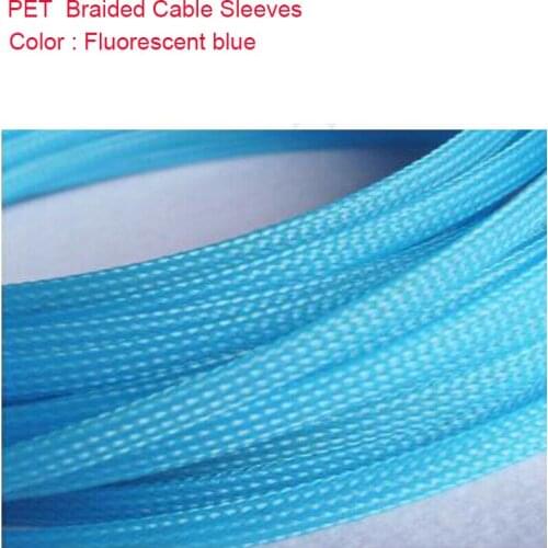 1-20M 3-40mm Cable Sleeves Snakeskin Mesh Wire PET Expandable Insulation Sheathing Braided Pipe Protect Nylon Fluorescent Blue