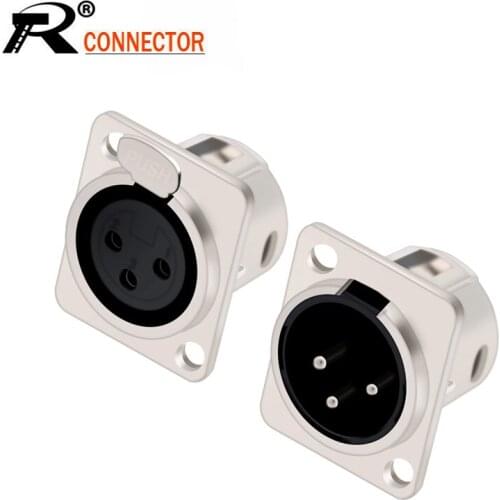 10pcs/lot XLR Connector 3 Pin Male / Female XLR Panel Mount Nickel Plated XLR Male Plug Jack Wire Connector Wholesale