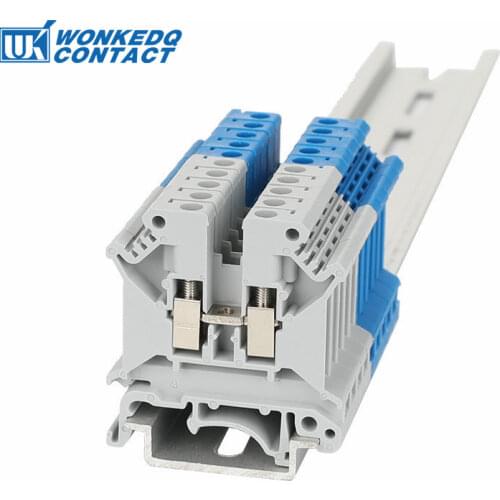Din Rail Terminal Block UK-5N Universal Class Connector Screw Connection Conductors UK5N Panel Mount terminal strips block 10pcs
