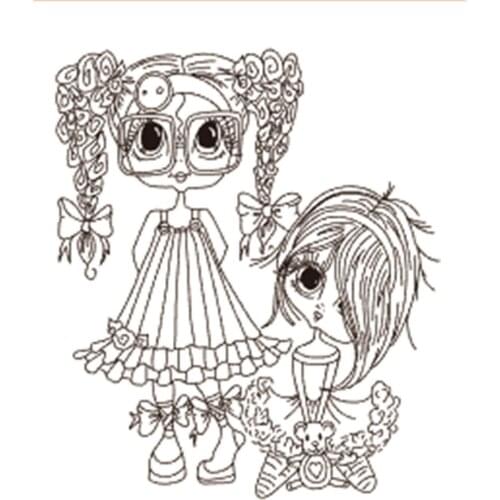 10x8 Two little girls Transparent Clear Silicone Stamp Seal for DIY scrapbooking photo album Decorative clear stamp