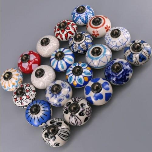 1x Vintage Style Decorative Floral Ceramic Cabinet Knobs Assorted Multicolor Kitchen Furniture Cupboard Door Pull Handle