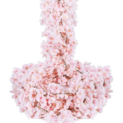 2/4/6PCs 144 Heads Artificial Cherry Blossom Flowers for Wedding Pink Garland Hanging Vine Fake Flower for Home Party Decoration