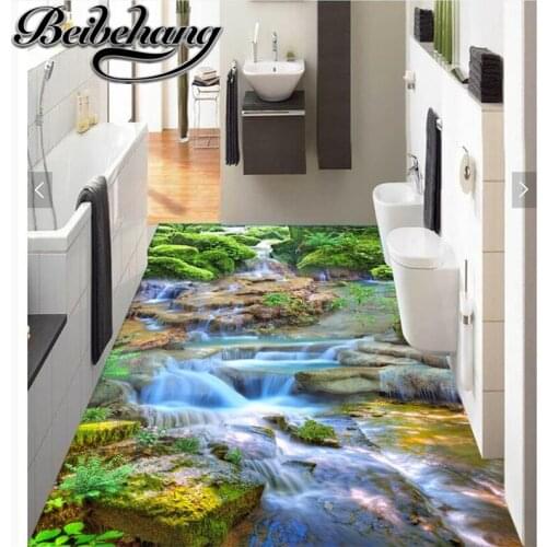 Beibehang Custom floor paste 3d three-dimensional flow of water Shanxiu self-adhesive floor painting background papel de parede