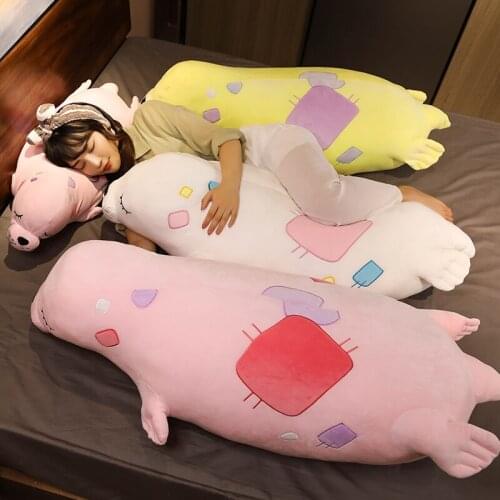50/90CM Cute Cartoon Animal Pudding Seal Figure Pillow Doll Cuddle Soft Stuffed Pillow Toy Cushion Birthday Gift For Kids Girls