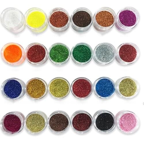 10g Mica Glitter Nail Powder -0.2mm 24 Colors Nail Art Make Up Body Glitter Shimmer Dust Powder yeshadow Makeup Nail Art