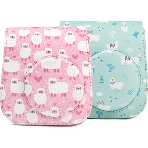 For Polaroid Camera Fuji Fujifilm Instax Mini 11/9/8/8+ Cute Cartoon Sheeps PU Leather Camera Bag Case Cover Pouch Protector