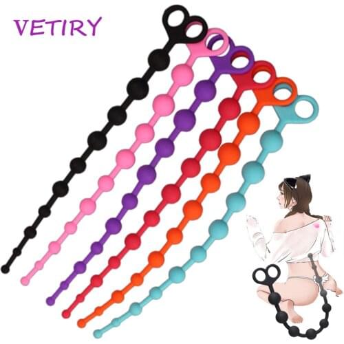 VETIRY Long Anal Beads Sex Toys For Woman Gay Men Anal Ten Balls Silicone Butt Plug Prostate Massage Anus Stimulator No Vibrator