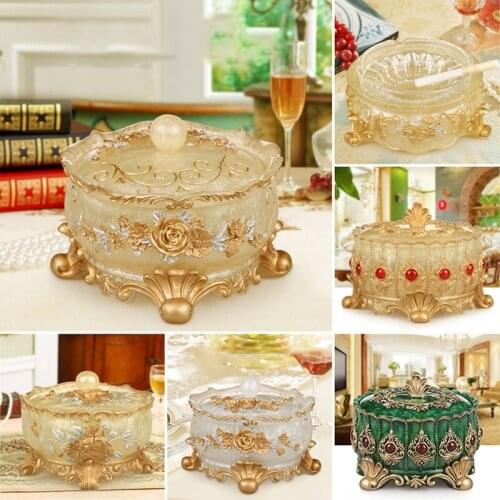European Home Room Decoration Desktop Resin Ashtray Ornaments Wedding Cift Restaurant Table Toothpick Storage Box Accessories