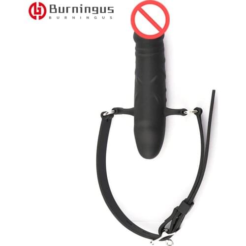 Mouth Gag Dildo Oral Fixation Strap On Sex Toys Penis Plug Silicone Double-Ended Dildos Leather Harness Bondage For Couple