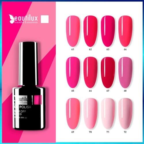 Beautilux 1pc Hot Pink Rose Color Gel Polish UV LED Soak Off Nails Art Gel Polish Lacquer Varnish 10ml