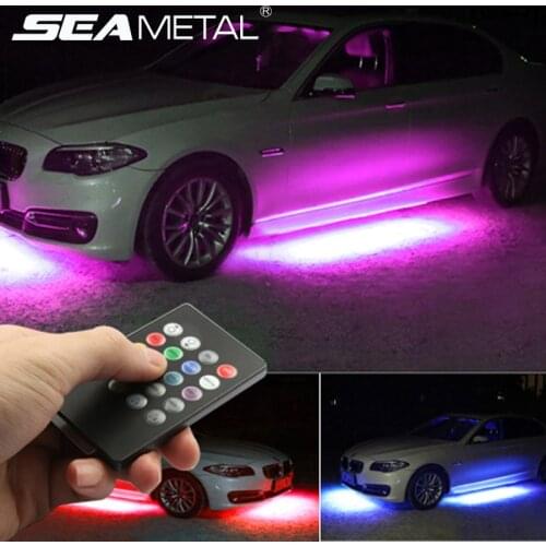 Flexible Car Underglow Light Strips LED Remote /APP Control RGB Decorative Atmosphere Lamp Underglow Underbody System Neon Light