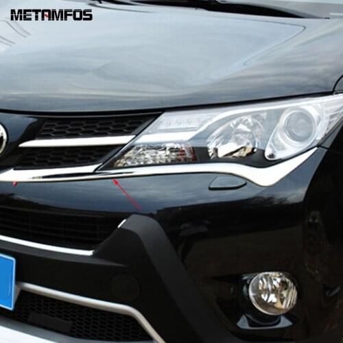 For Toyota Rav4 Rav 4 2013 2014 2015 Chrome Front Headlight Eyebrow Head Light Lamp Molding Trim Decoration Exterior Accessories