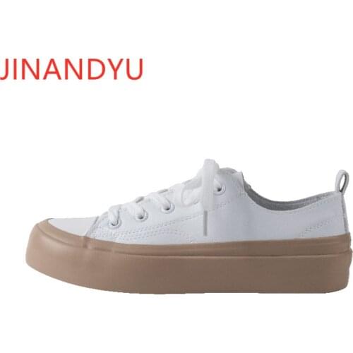 Fashion Canvas Shoes Woman Trainers 2021 Flats Chunky Sneakers White Shoes Women New Arrival Platform Casual Shoes Sneakers