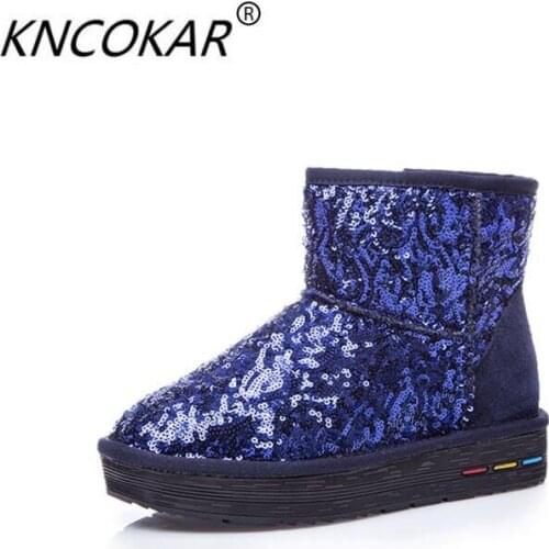 KNCOKAR In 2018, the new pair of thick plush snow women boots with a pair of stylish sequins and a pair of womens boots