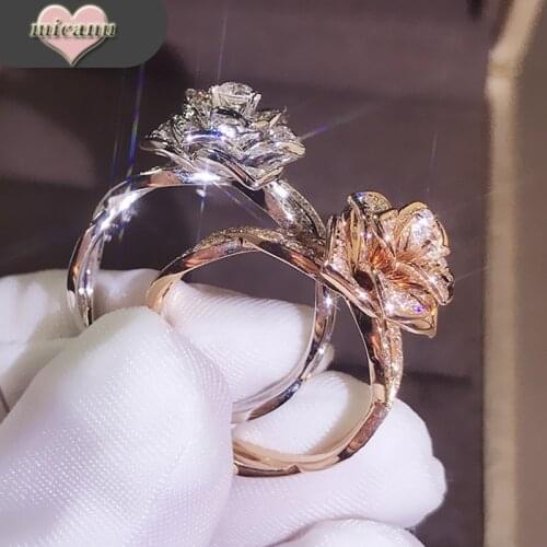 Ring Flower Stone Rose Gold Couple Wedding for Women Shinee Kpop Fashion Wholesale Lots Bulk Jewellery AcessóriosFeminino Sale