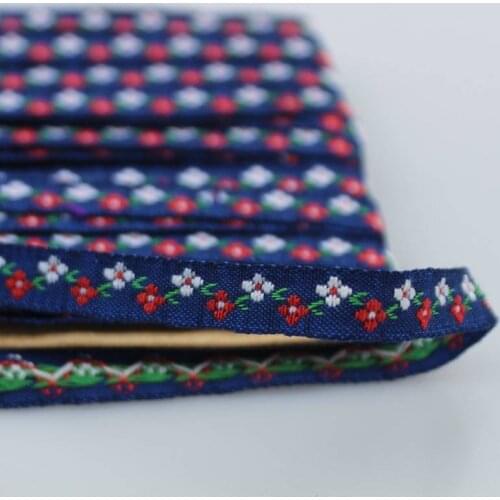 Cusack 18 yards 1 cm Embroidered Webbing Ribbon Trim for Garment Bags Home Textile DIY Crafts Decoration 6 Colors Off white Blue