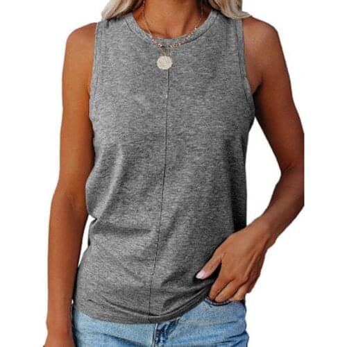 New Stylish Solid Color Tank Tops O Neck Breathable Cotton Blend Women Sexy Sleeveless Vest for Daily Wear
