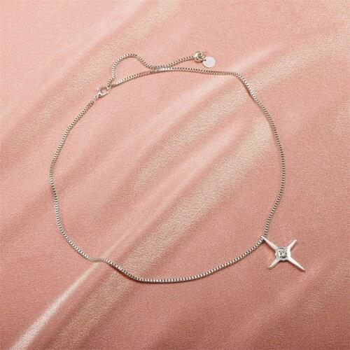 Minimalist Zircon Cross Pendant Necklaces for Women Ladies Simple Silver Color Clavicle Chains Necklace Neck Jewelry Gifts