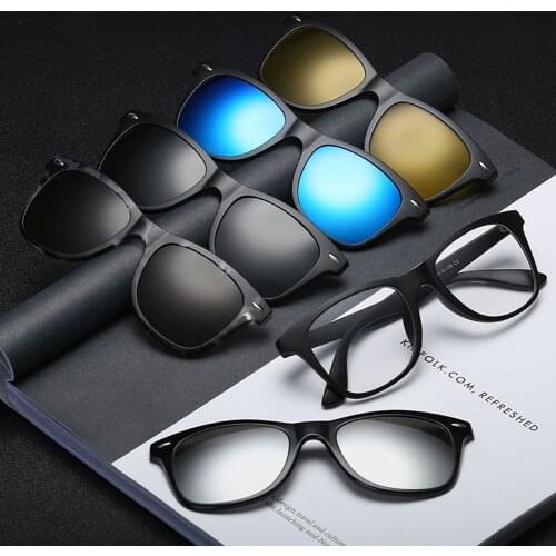 HJYBBSN Clip on Sunglasses clip on glasses square Lens Men Women mirror clip Sun Glasses Night Vision Driving sunglasses for men