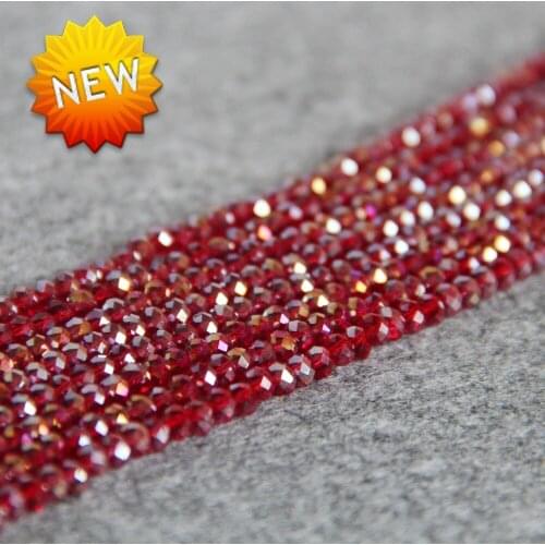 New For Necklace&Bracelet 3*4mm Faceted Red AB+ Colorful Glass Crystal Beads Stone Beads Loose 15inch DIY Fashion Jewelry Making