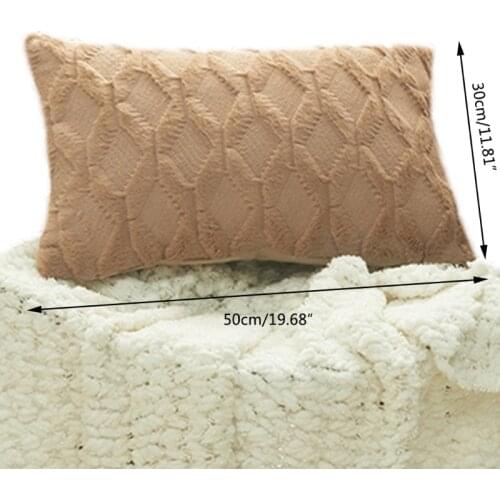 P15D Solid Color Geometric Diamond Pattern Plush Cushion Pillow Cover Handmade Throw Pillow Covers Home Decor Backrest
