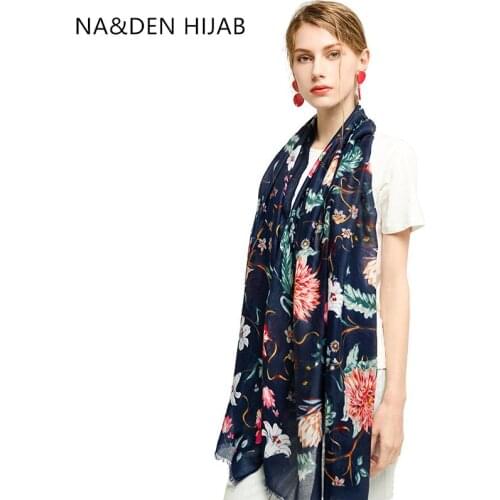 Solid shalws Muslim hijab Viscose Flower printing scarves Long muffler Hi-Q ladies wraps Winter scarf Islamic bandana 10pcs/lot