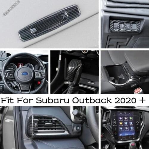 Carbon Fiber Roof Sunroof Handle Grab / Water Cup Holder / AC Vent Cover Trim For Subaru Outback 2020 2021 Decoration Accessory