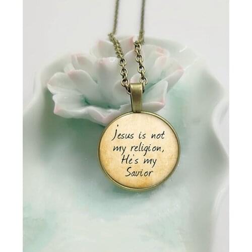 2018 New Jesus necklace, jesus is not my religion,hes my savior necklace print photo Christian necklace