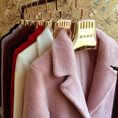 2018 new genuine real sheep wool shearing coat womens winter new fur coat long suit collar large plus size outerwear coats