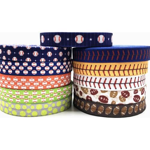 5Yards 16mm US Football Baseball Fold over Elastic bands Baby Headband DIY FOE Girls Hair ties Hair Accessories Craft Supply