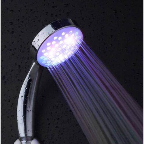 Romantic Automatic Magic 7 Color 5 LED Lights Handing Rainfall Shower Head Single Round Head RC-9816 for Water Bath Bathroom