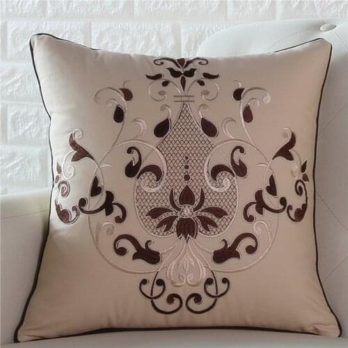 American Luxury 100% Cotton Embroidered Cushion Cover Square Nordic Pillowcase Living Room Sofa Decoration Pillow Cover