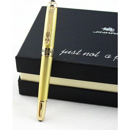 Jinhao1000 Dragon Clip 0.7mm Rollerball Pen Medium Point Black Ink Silver Gold Black Metal Gift Ballpoint Pens office supplies