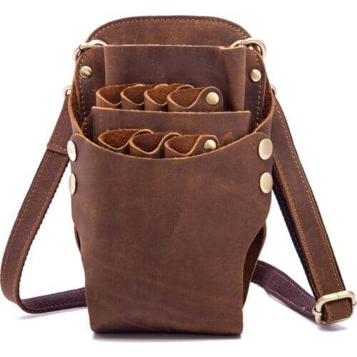 Scissors Bag Genuine Leather Hair Care Tools Salon Barber tooled Holster Toolkit Hairdressing Pockets Hairstylist Pouch Bags