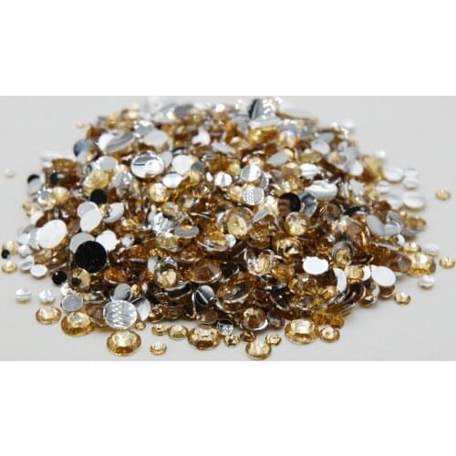 Apparel decoration Mixed Sizes Light Brown 3D Nail Art Decoration Flat back Strass Acrylic Glue On rhinestone For Clothing