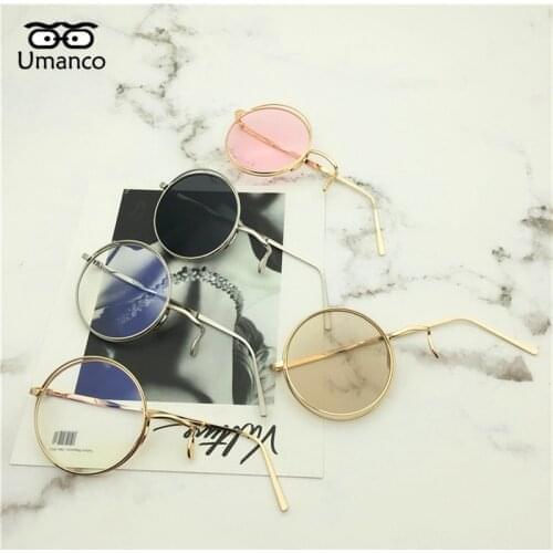 Umanco 2021 New British Gentleman Round Unilateral Clear Glasses Frame For Women Men Alloy Frame Long Chain Classic Gifts