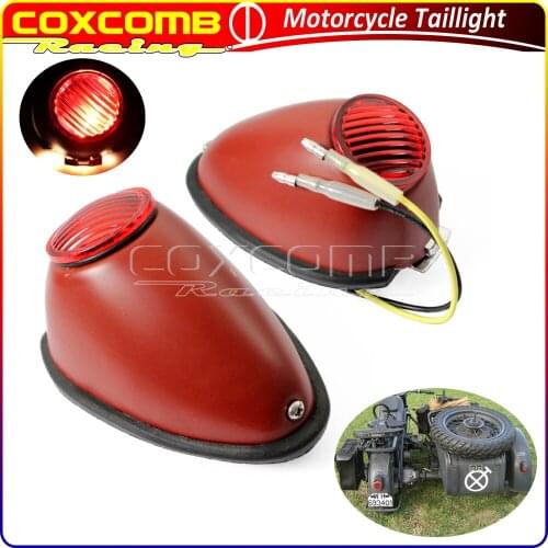 1Pair Motorcycle Red Retro Sidecar Light Rear Brake Fender Tail Lights For BMW M1 M72 R12 R75 Wehrmacht BW40 Zundapp KS KS750