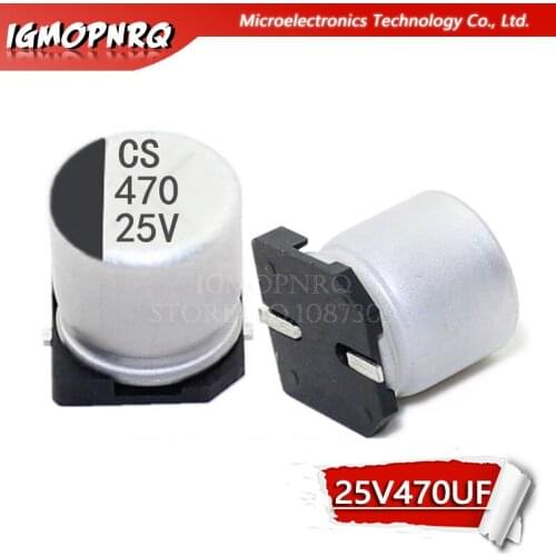 10PCS Electrolytic capacitor 25V470UF 10*10.5mm SMD aluminum electrolytic capacitor 470uf 25v