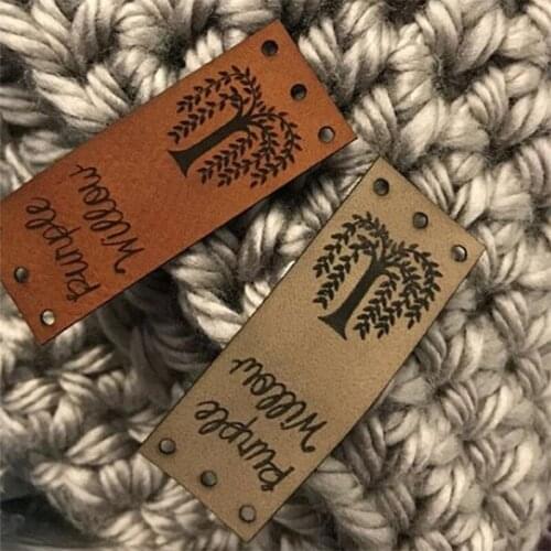 30pcs Leather handmade tags for Knitted items Customize Sewing clothing Crocheted label Branding logo Garment handcraft labels