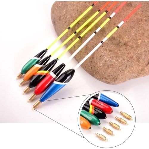 5pcs/set Fir Bobber Fishing Float Mixed Size Copper Head Floats Lead Ocean Rock Buoy Carp Fishing Tackle Fishing Accessory