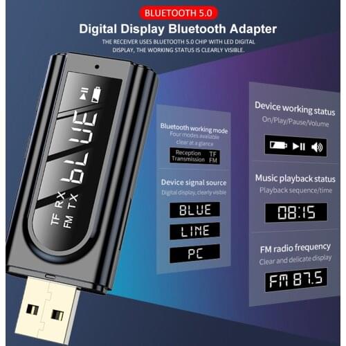 Bluetooth 5.0 Receiver Car LED Transmitter FM Modulator Card Reader Support For Mobile Phone / Car / Tablet /computer