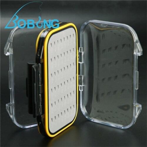 Bobing Waterproof Fly Fishing Tackle Boxes 4.3x2.75x1.2cm Plastic Double Sides Slit Foam Transparent Cover Fishing Lure Bait Box