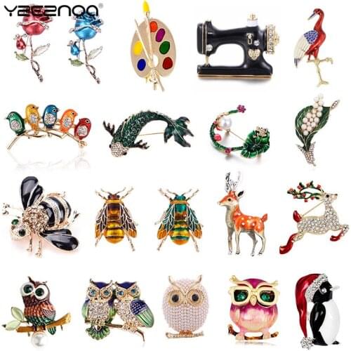 Frog Fish Owl Rose Flower Fawn Bird Brooch Collar Pins Animal Brooches For Women Men Clothes Scarf Buckle Collar Jewelry Pins