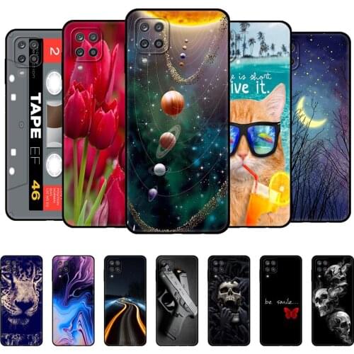 For Samsung A12 Case Soft Silicon Back Phone Cover On Samsung Galaxy A12 GalaxyA12 A 12 SM-A125F a125 Bumper 6.5" black tpu case