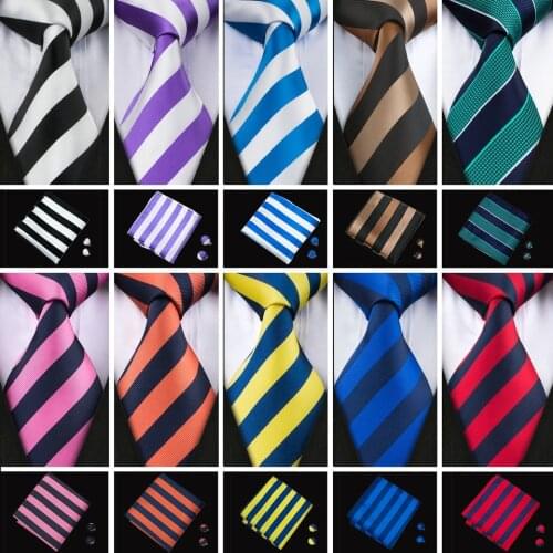 Barry.Wang Designer Mens Ties For Men 22 Colors Ties Set Fashion Woven Neck Tie Hanky Cufflinks Set For Wedding Party Business