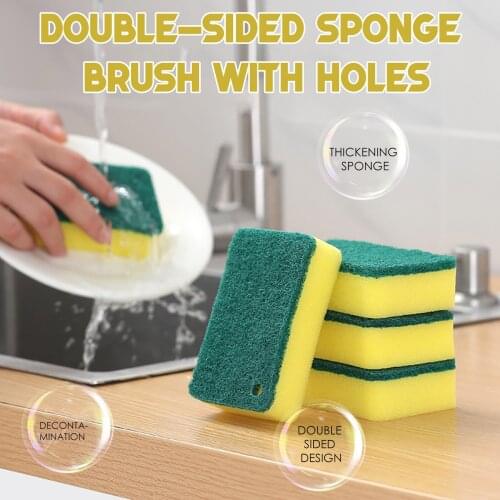 High Density Sponge Kitchen Cleaning Tools Washing Towels Wiping Rags Sponge Scouring Pad Microfiber Dish Cleaning Cloth #50g