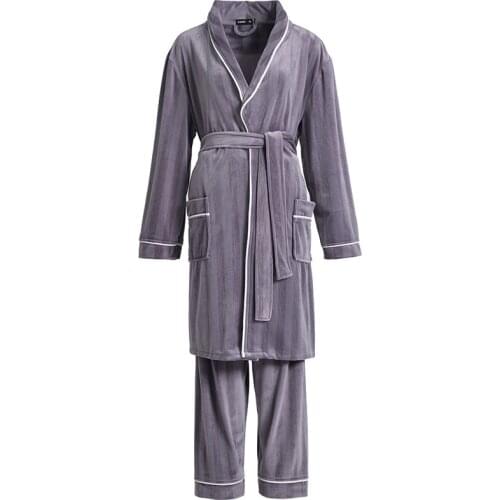 Sea Island Cotton Pajamas Nightgown Female Pajamas Suit Flannel Couple Thickened Autumn Winter Coral Velvet Bathrobe Men Nightie