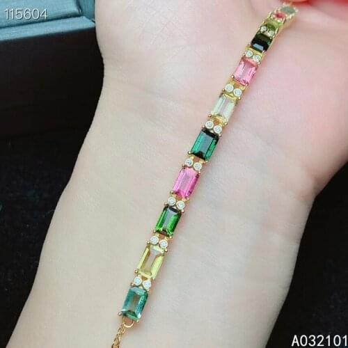 KJJEAXCMY fine jewelry S925 sterling silver inlaid natural tourmaline Girl fashion hand Bracelet Support test Chinese style