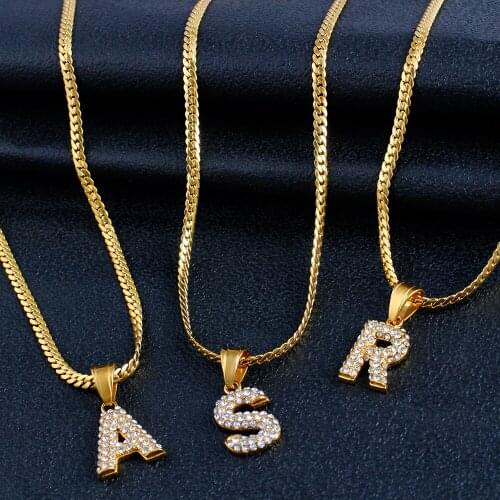 Classic A-Z 26 Letters Men and Women Stainless Steel Pendant Necklace Manufacturer Free Match Holiday Gift 3mm