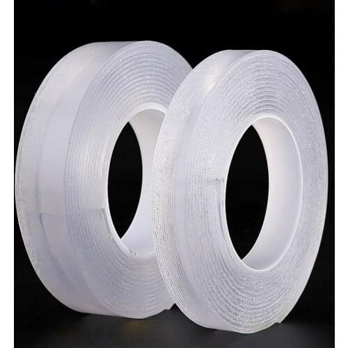 1/3/5M Nano Tape Double Sided Tape Transparent Reusable Waterproof Adhesive Tapes Cleanable Kitchen Bathroom Supplies Tapes
